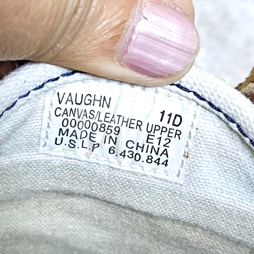 Polo Vaughn by Ralph Lauren Canvas Leather Upper White Sneakers Men's Size 11D. - Picture 8 of 9